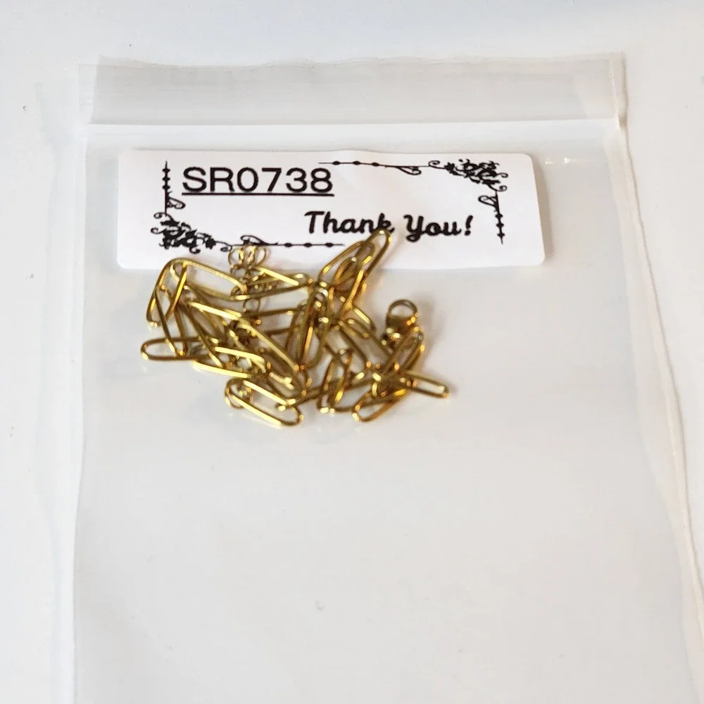 Gold Tone Paperclip Chain Necklace Long Link Minimalist Layering Adjustable